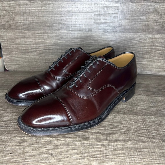 Johnston‎ & Murphy Oxford Dress Shoes Leather Cap Toe Burgundy 8.5D - Picture 1 of 9